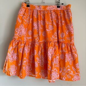 Xirena Womens Tiered Floral Skirt Pink Orange Size Large *ALTERED*